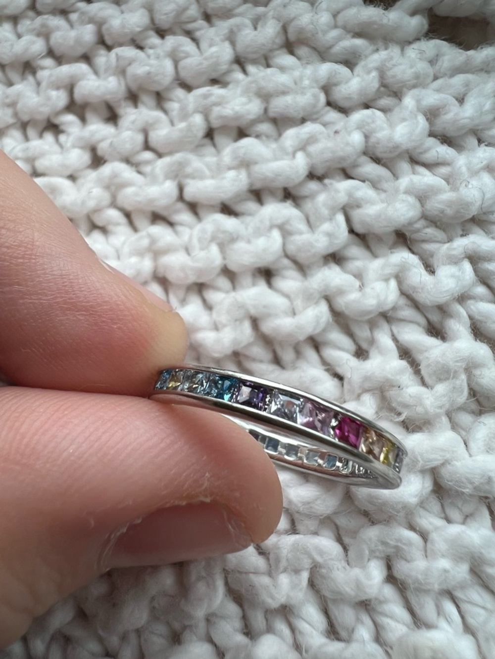 Multicolor Eternity Band - Rainbow CZ Accent rhodium plated - Bomb Party - SZ 7 - Picture 2 of 7